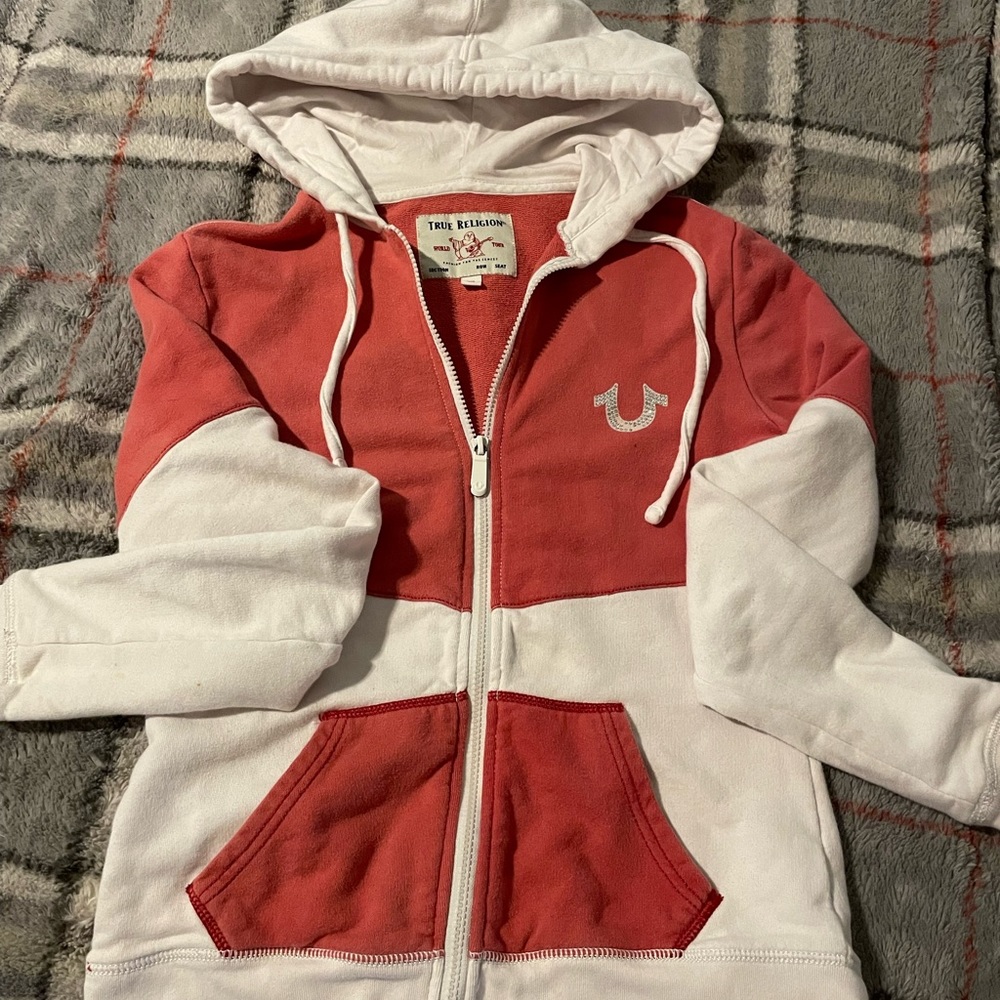 True religion rhinestone zip up hoodie